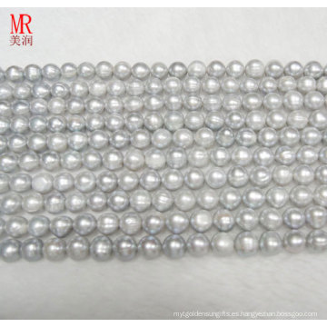 9-10mm Collar de filamento de la perla de agua dulce gris (ES186)